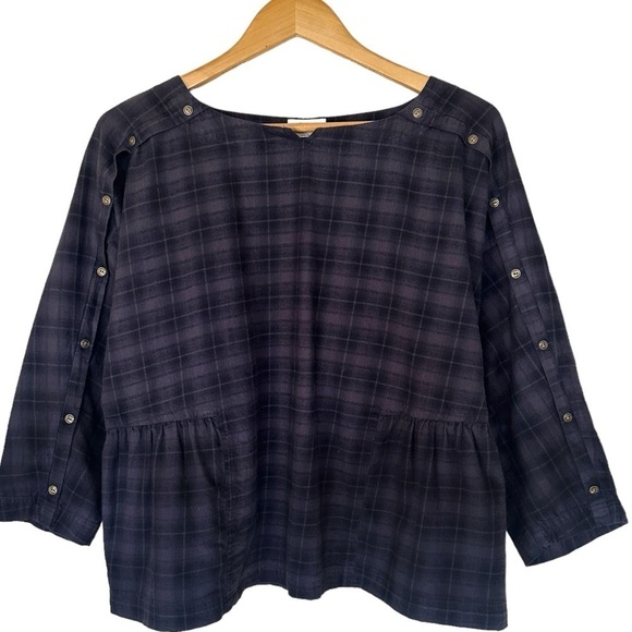WRAP London Purple Check Plaid Brushed Cotton Top Size 10 - Picture 1 of 11